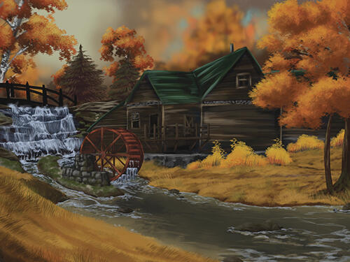 Grist Mill in Autumn
