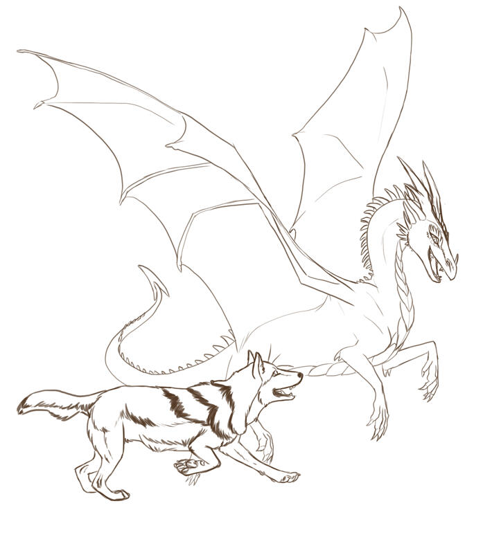 Dragon and Wolf sketch Dragon and Wolf sketch